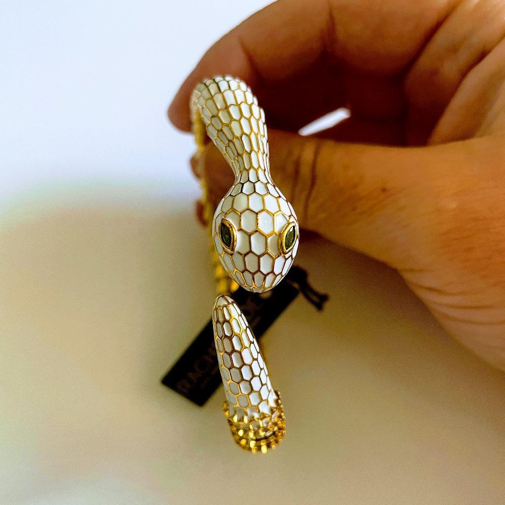 Flexible Rachel Zoe Serpent Snake Bracelet/Bangle/Cuff Emerald Green Eyes